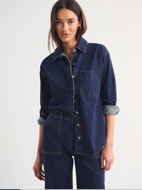 Oversized Linen-Blend Denim Shirt
